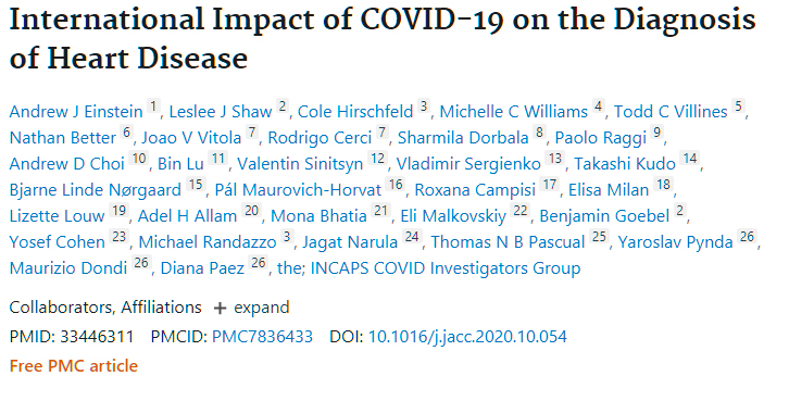 International Impact of COVID-19 on the Diagnosis of Heart Disease